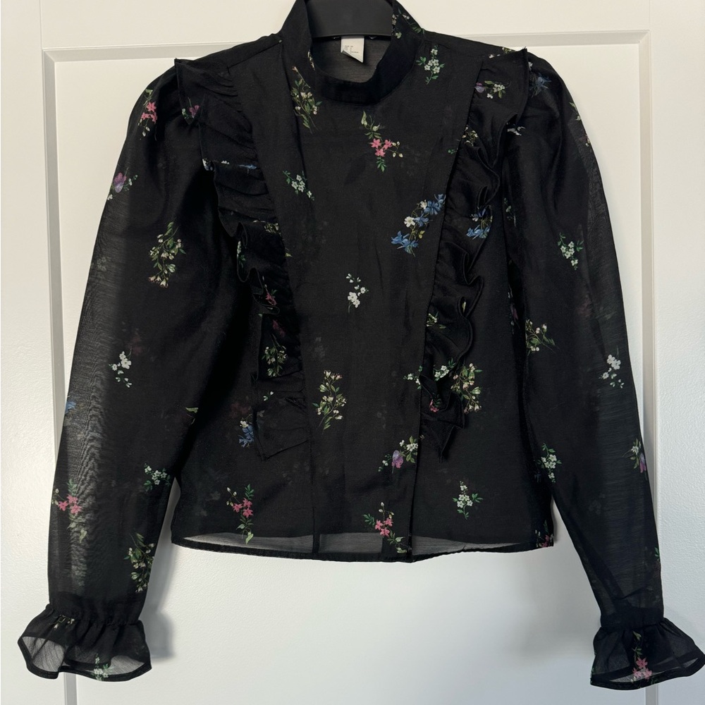 H&M sheer blouse with florals